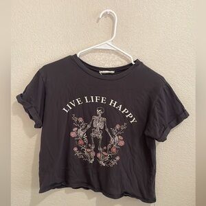 “Live life happy” skeleton shirt